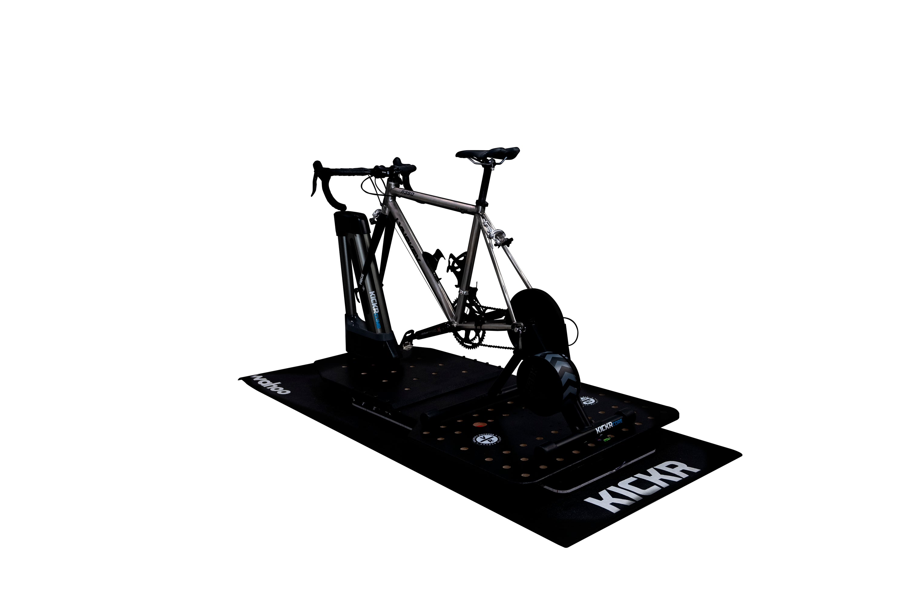 Lynskey bike with Kickr Climb and Kickr Core smart trainer on the Delta RS rocker plate, the best rocker plate for Zwift rides and any bike.