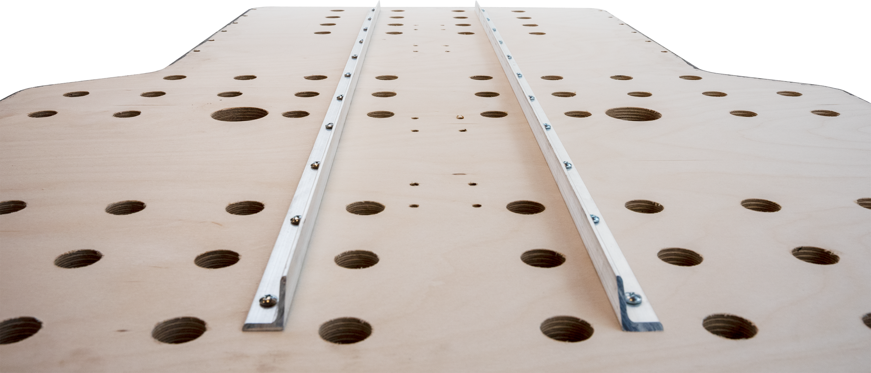 Aluminum angle support rails for a rigid top plate and smooth operating bearings.